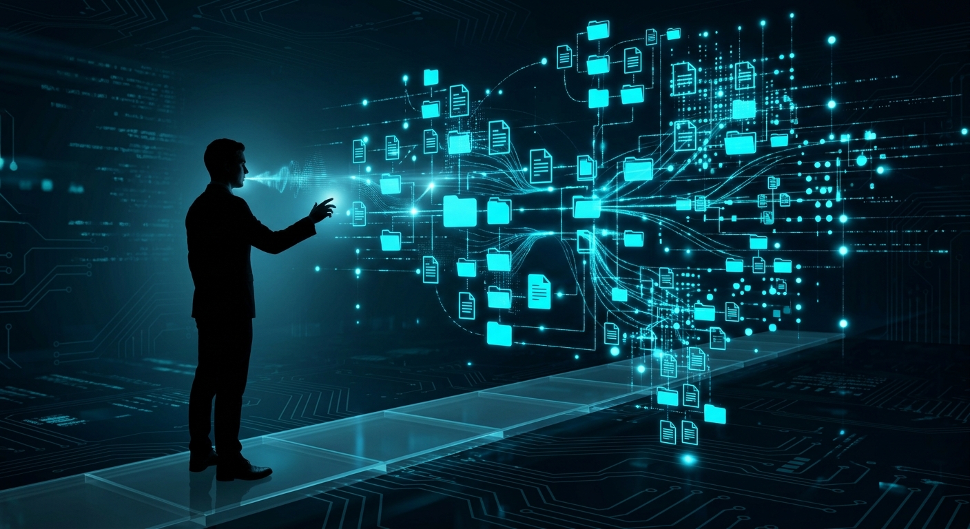 コーディング不要で自然言語指示だけでAIがファイルを自律整理する様子