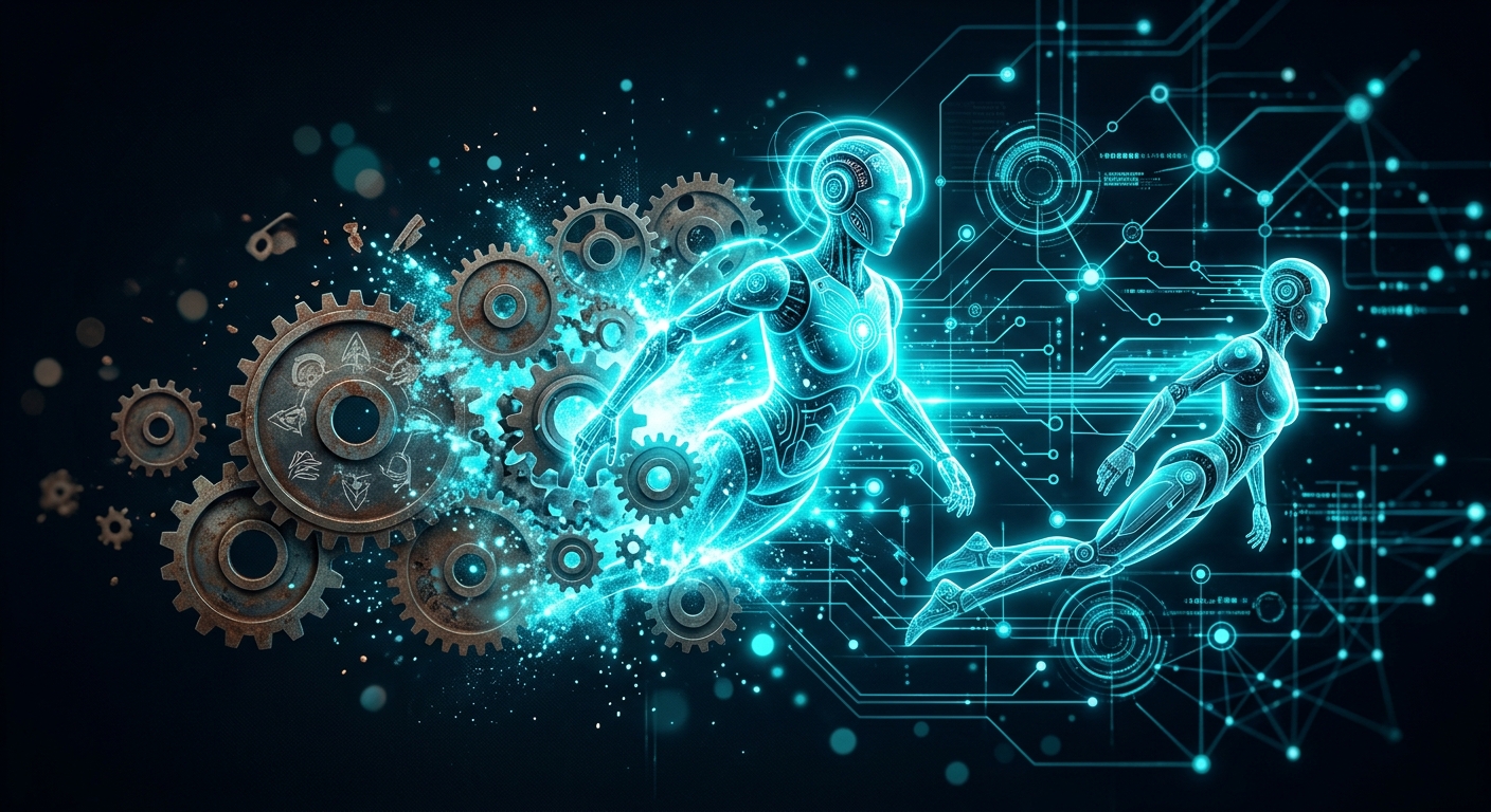 AIエージェントがRPA（ロボティックプロセスオートメーション）市場を変革する概念図