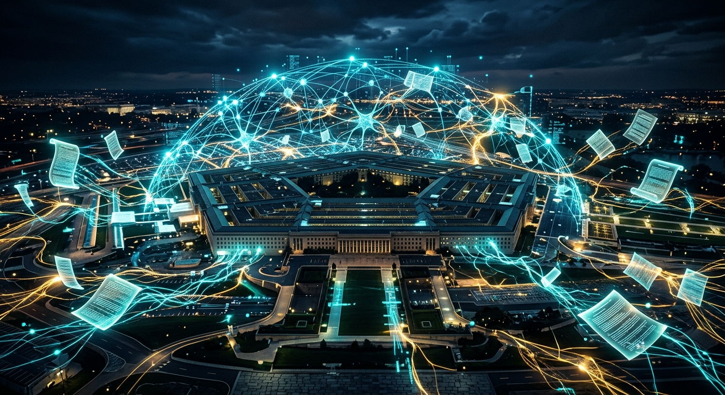 国防総省とAnthropicの法的対立を示すデジタルアート