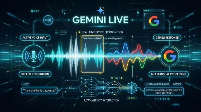 Gemini Liveのリアルタイム音声対話インターフェース——割り込み対応の自然な会話体験