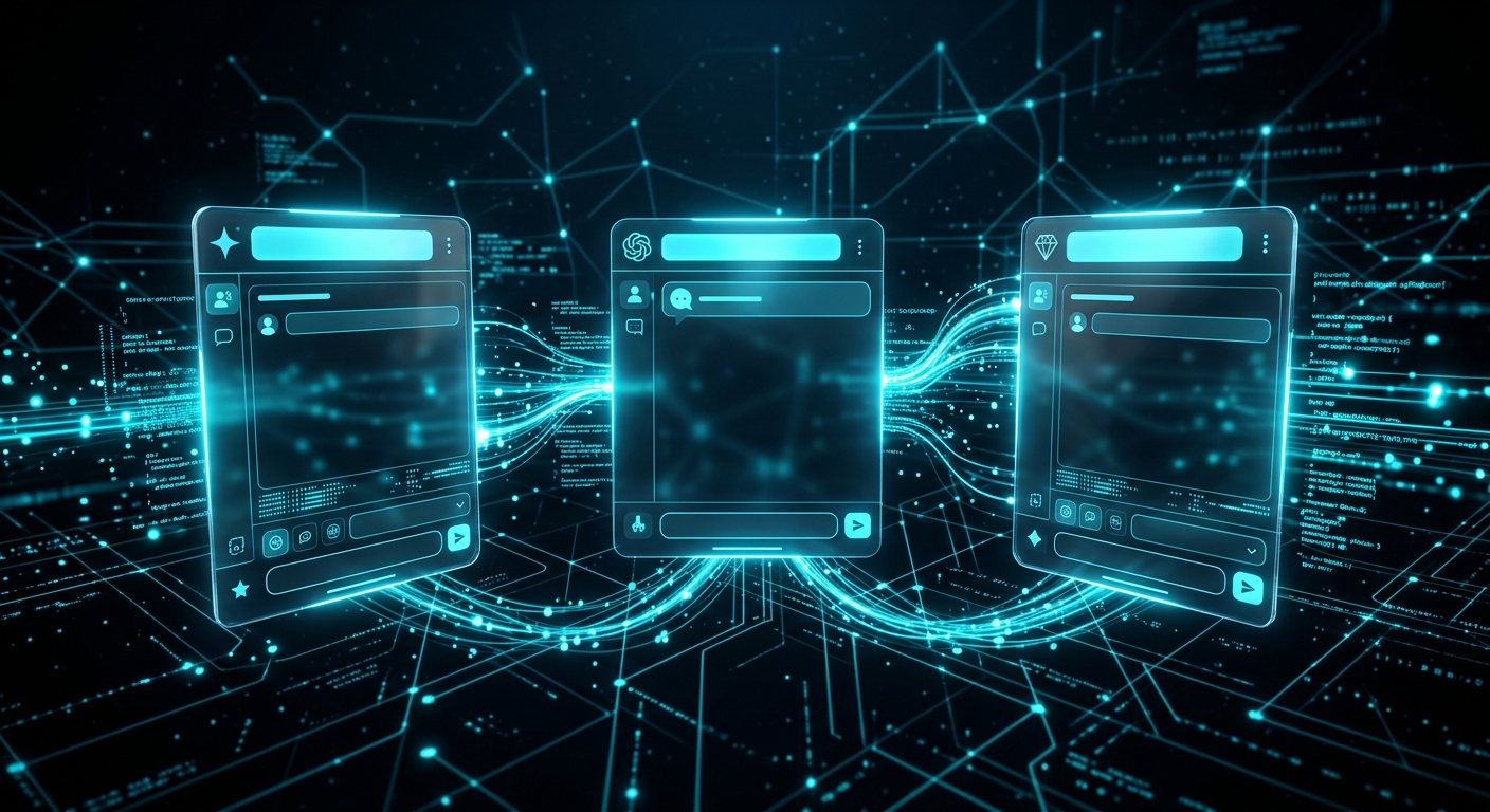 GeminiへのAI記憶インポート機能——複数のAIサービス間でデータが流れる様子