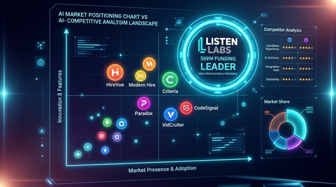 AIインタビュープラットフォーム市場の競合ポジショニングマップ