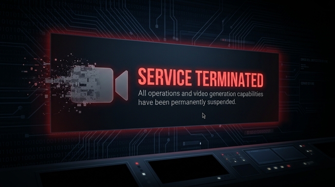 OpenAIのSora動画生成AI終了を示す視覚イメージ