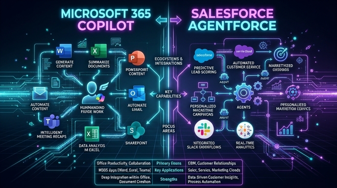 Microsoft 365 CopilotとSalesforce Agentforceの機能比較